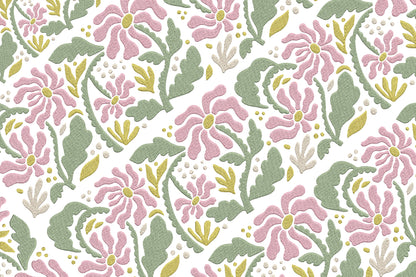 Botanical Floral Embroidery Design – Beautiful Botanical Flower Machine Embroidery Pattern, Elegant Floral Embroidery Design