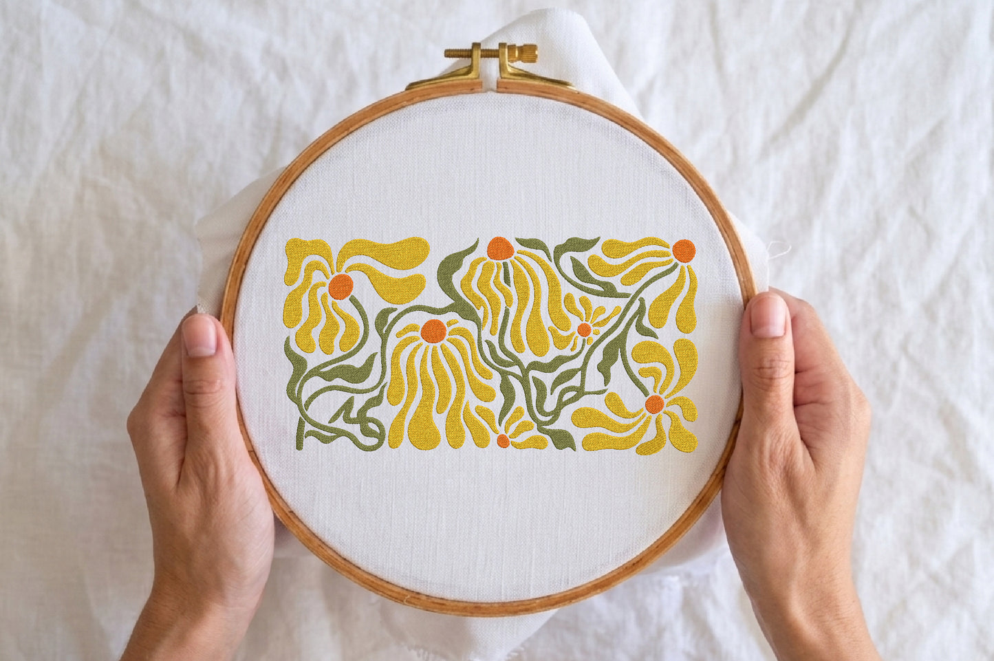 Abstract Flowers Embroidery Design – Modern Artistic Floral Machine Embroidery Pattern, Unique Abstract Flower Embroidery Design