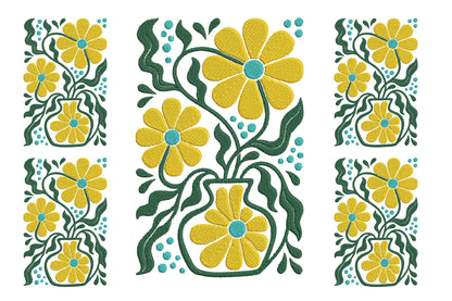 Abstract Daisy Flowers Embroidery Design – Modern Daisy Floral Machine Embroidery Pattern, Artistic Flower Embroidery Design