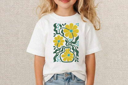 Abstract Daisy Flowers Embroidery Design – Modern Daisy Floral Machine Embroidery Pattern, Artistic Flower Embroidery Design