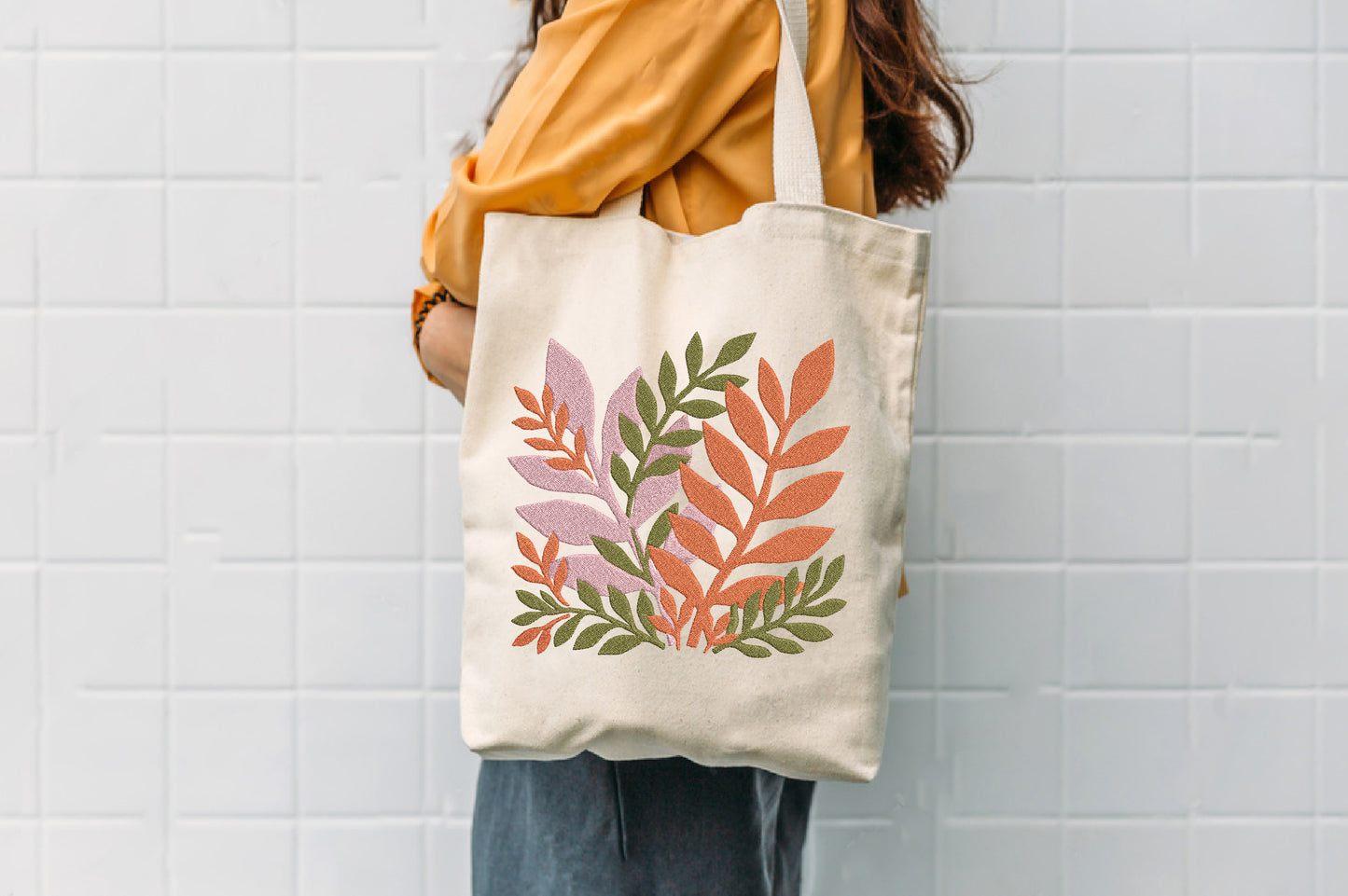 Abstract Leaf Embroidery Design – Modern Artistic Leaf Machine Embroidery Pattern, Unique Botanical Embroidery Design
