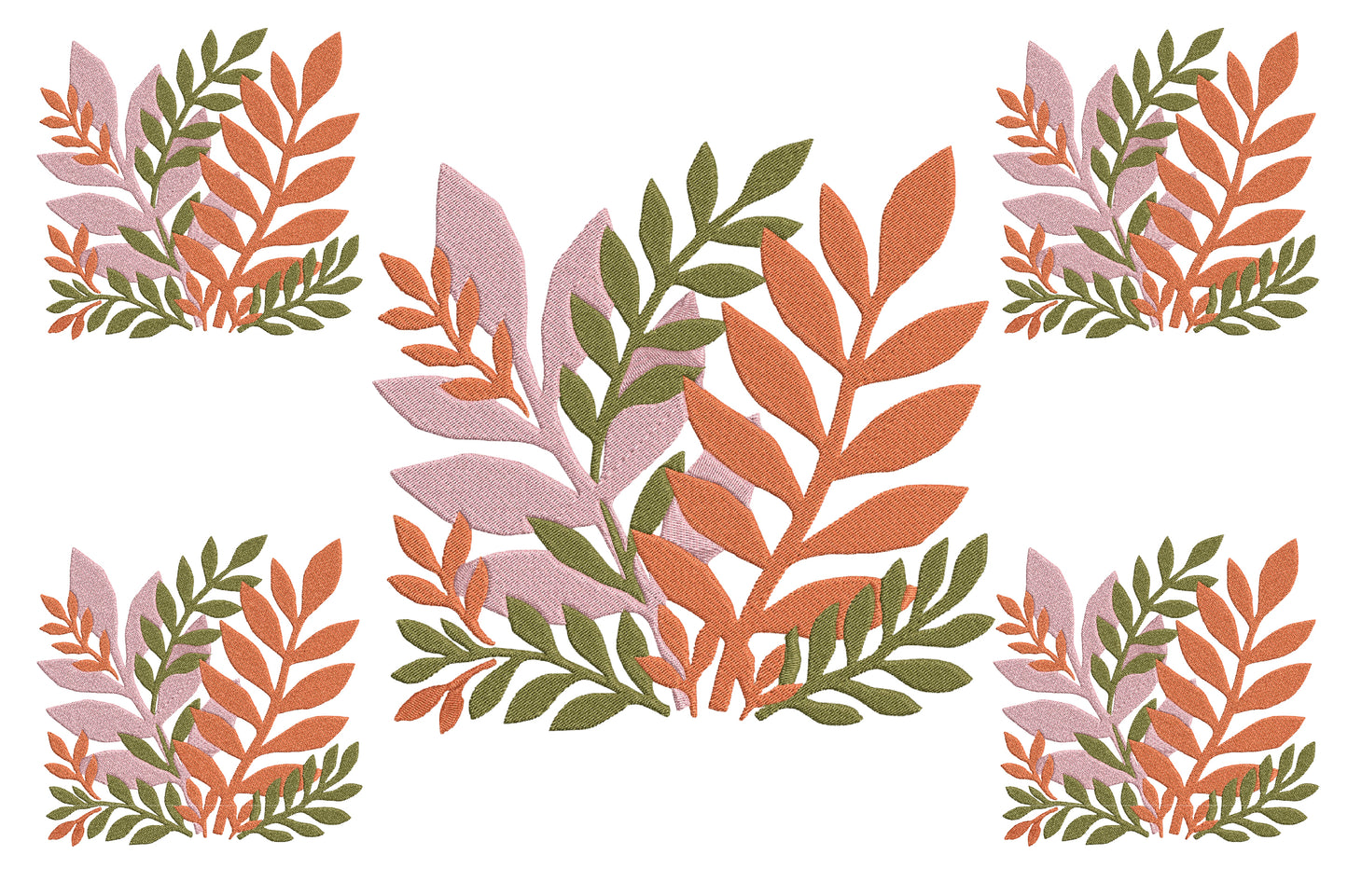 Abstract Leaf Embroidery Design – Modern Artistic Leaf Machine Embroidery Pattern, Unique Botanical Embroidery Design
