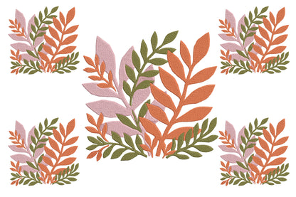 Abstract Leaf Embroidery Design – Modern Artistic Leaf Machine Embroidery Pattern, Unique Botanical Embroidery Design