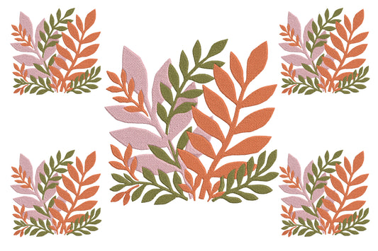 Abstract Leaf Embroidery Design – Modern Artistic Leaf Machine Embroidery Pattern, Unique Botanical Embroidery Design