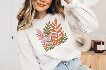 Abstract Leaf Embroidery Design – Modern Artistic Leaf Machine Embroidery Pattern, Unique Botanical Embroidery Design
