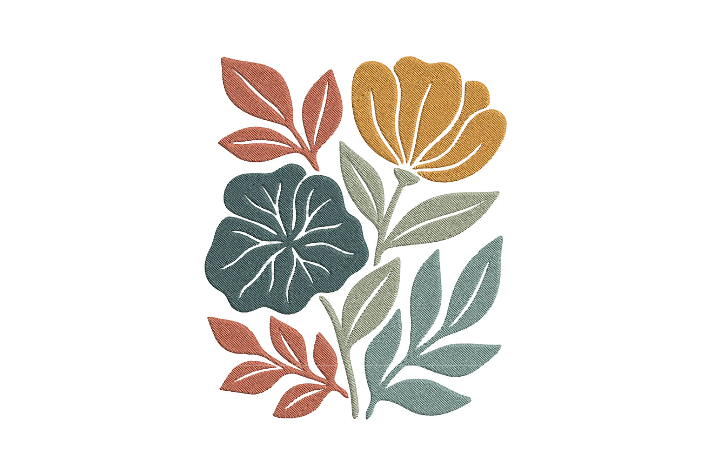 Abstract Floral Embroidery Design – Modern Artistic Flower Machine Embroidery Pattern, Unique Botanical Embroidery Design