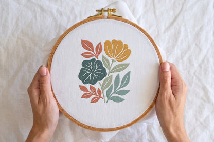 Abstract Floral Embroidery Design – Modern Artistic Flower Machine Embroidery Pattern, Unique Botanical Embroidery Design