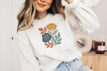 Abstract Floral Embroidery Design – Modern Artistic Flower Machine Embroidery Pattern, Unique Botanical Embroidery Design