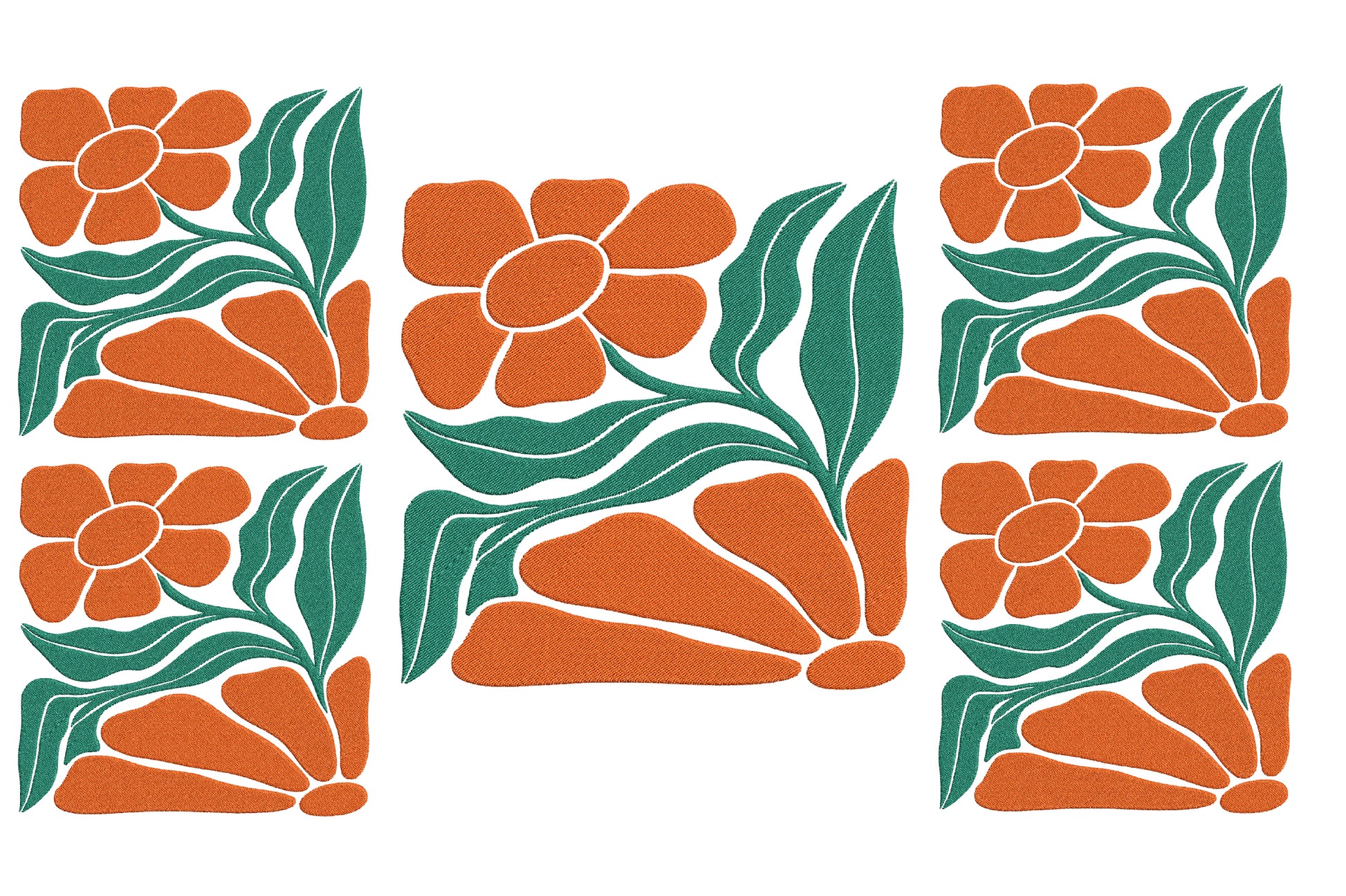 Abstract Flowers Embroidery Design – Modern Artistic Floral Machine Embroidery Pattern, Unique Botanical Embroidery Design