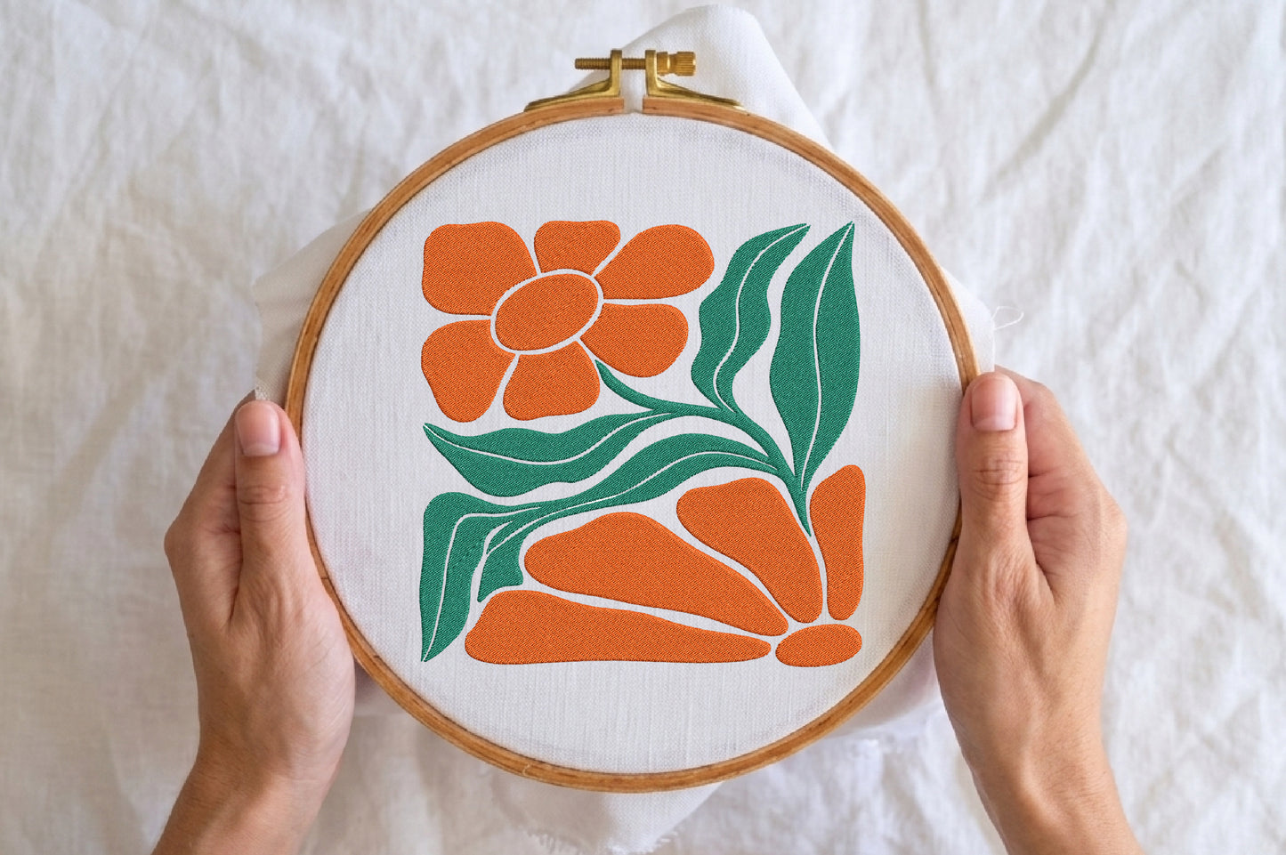 Abstract Flowers Embroidery Design – Modern Artistic Floral Machine Embroidery Pattern, Unique Botanical Embroidery Design