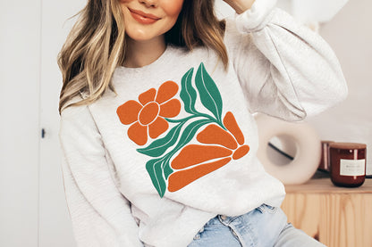 Abstract Flowers Embroidery Design – Modern Artistic Floral Machine Embroidery Pattern, Unique Botanical Embroidery Design
