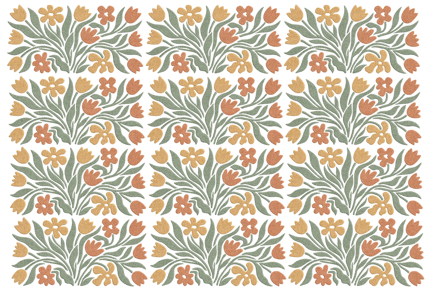 Abstract Organic Flowers Embroidery Design – Modern Botanical Machine Embroidery Pattern, Artistic Floral Embroidery Design