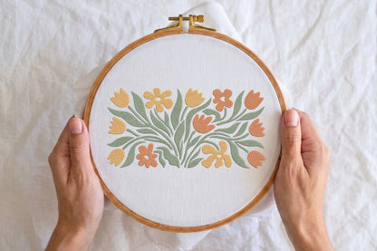 Abstract Organic Flowers Embroidery Design – Modern Botanical Machine Embroidery Pattern, Artistic Floral Embroidery Design