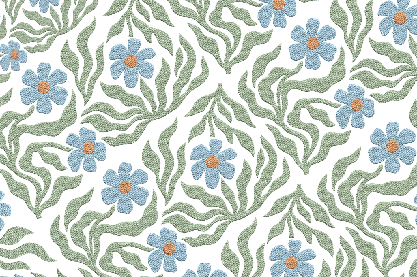 Blue Flowers Embroidery Design – Beautiful Blue Floral Machine Embroidery Pattern, Elegant Flower Embroidery Design