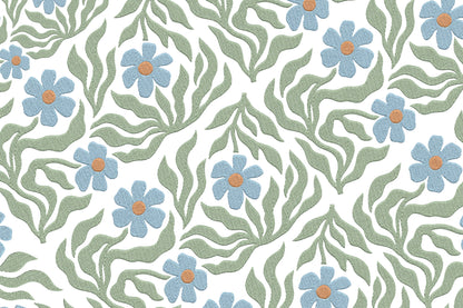 Blue Flowers Embroidery Design – Beautiful Blue Floral Machine Embroidery Pattern, Elegant Flower Embroidery Design
