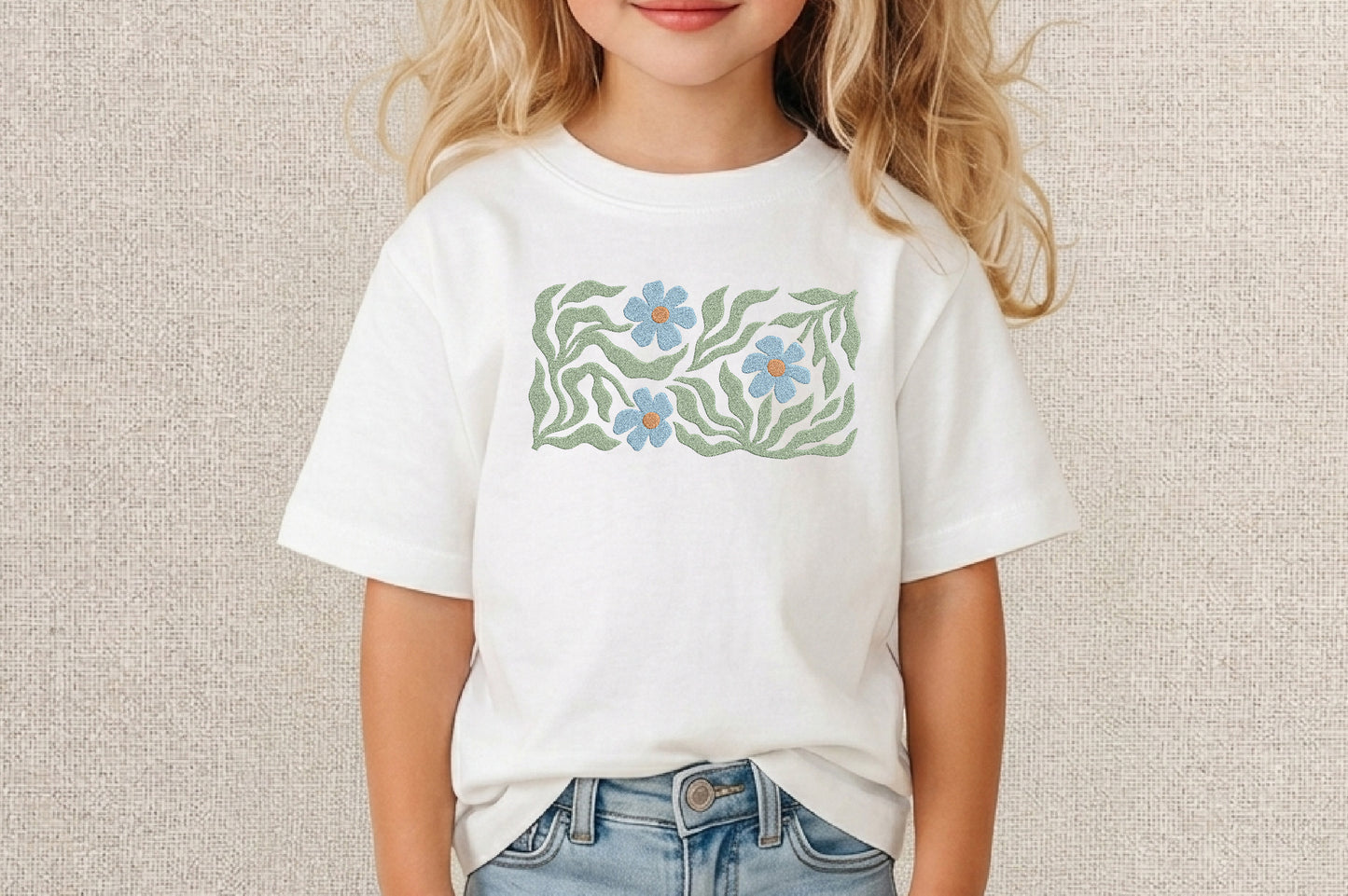 Blue Flowers Embroidery Design – Beautiful Blue Floral Machine Embroidery Pattern, Elegant Flower Embroidery Design