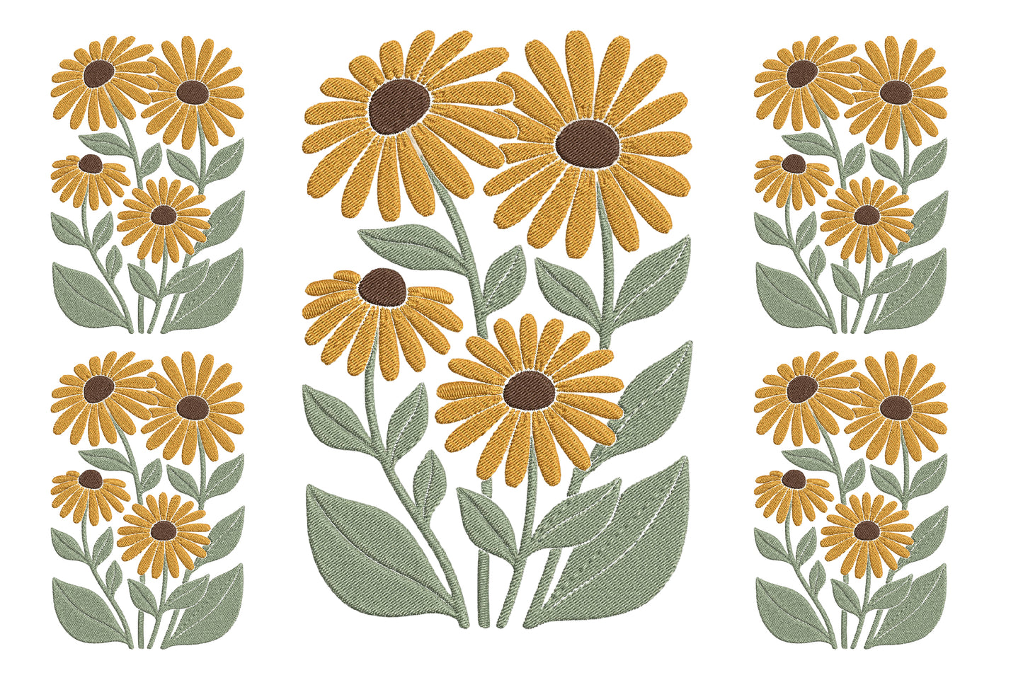 Daisy Flowers Embroidery Design – Beautiful Daisy Floral Machine Embroidery Pattern, Elegant Flower Embroidery Design