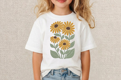 Daisy Flowers Embroidery Design – Beautiful Daisy Floral Machine Embroidery Pattern, Elegant Flower Embroidery Design