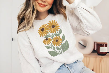 Daisy Flowers Embroidery Design – Beautiful Daisy Floral Machine Embroidery Pattern, Elegant Flower Embroidery Design