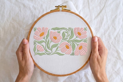 Floral Embroidery Design – Beautiful Flower Machine Embroidery Pattern, Elegant Botanical Floral Embroidery Design