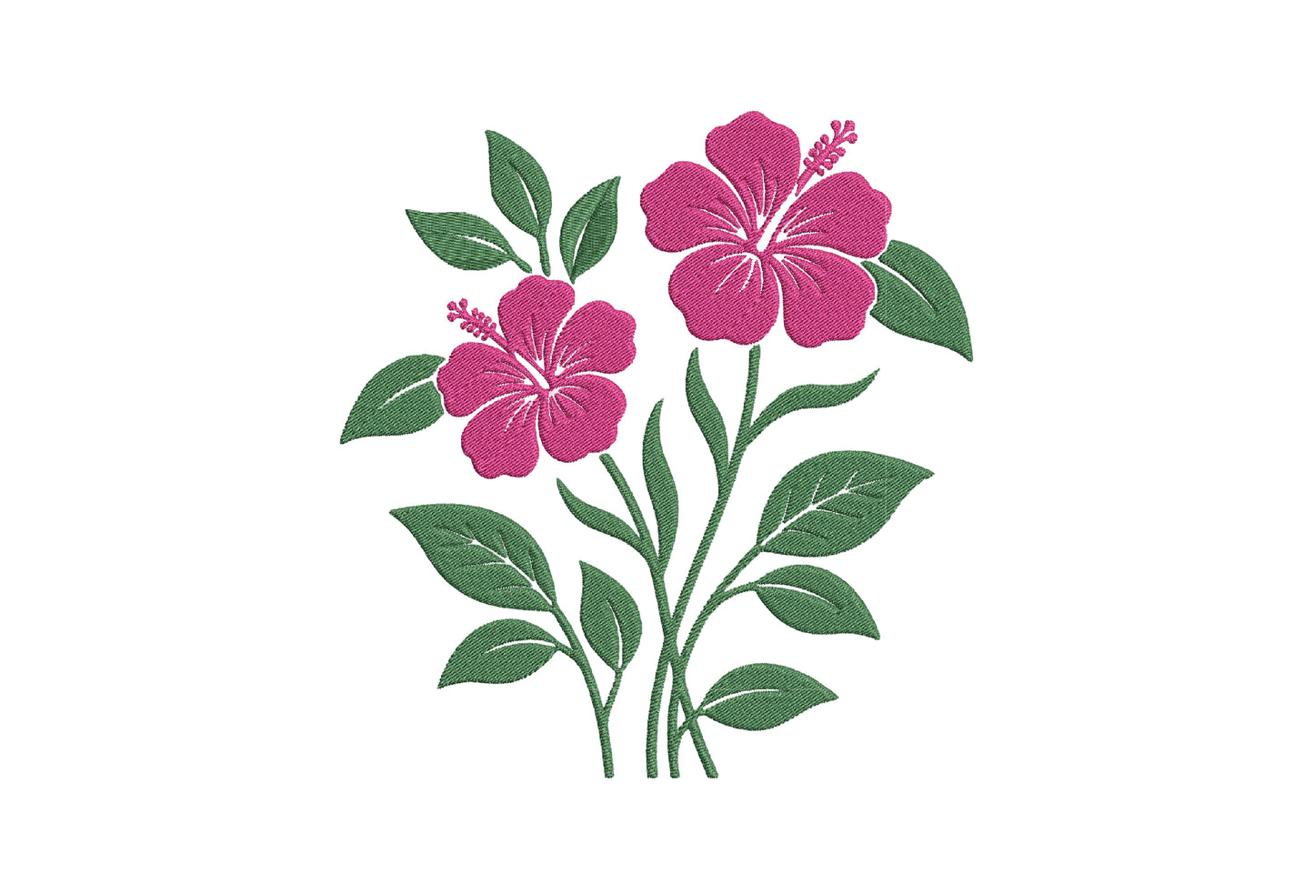 Hibiscus Flowers Embroidery Design – Beautiful Hibiscus Flower Machine Embroidery Pattern, Tropical Floral Embroidery Design