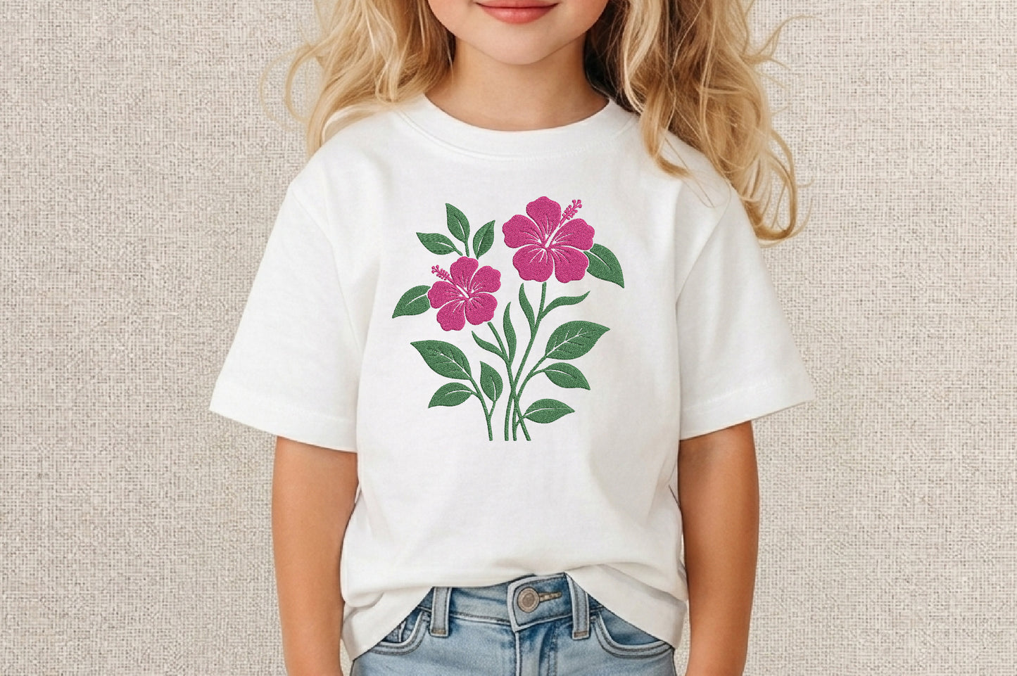 Hibiscus Flowers Embroidery Design – Beautiful Hibiscus Flower Machine Embroidery Pattern, Tropical Floral Embroidery Design