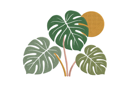 Leaves Embroidery Design – Beautiful Leaf Machine Embroidery Pattern, Elegant Botanical Embroidery Design