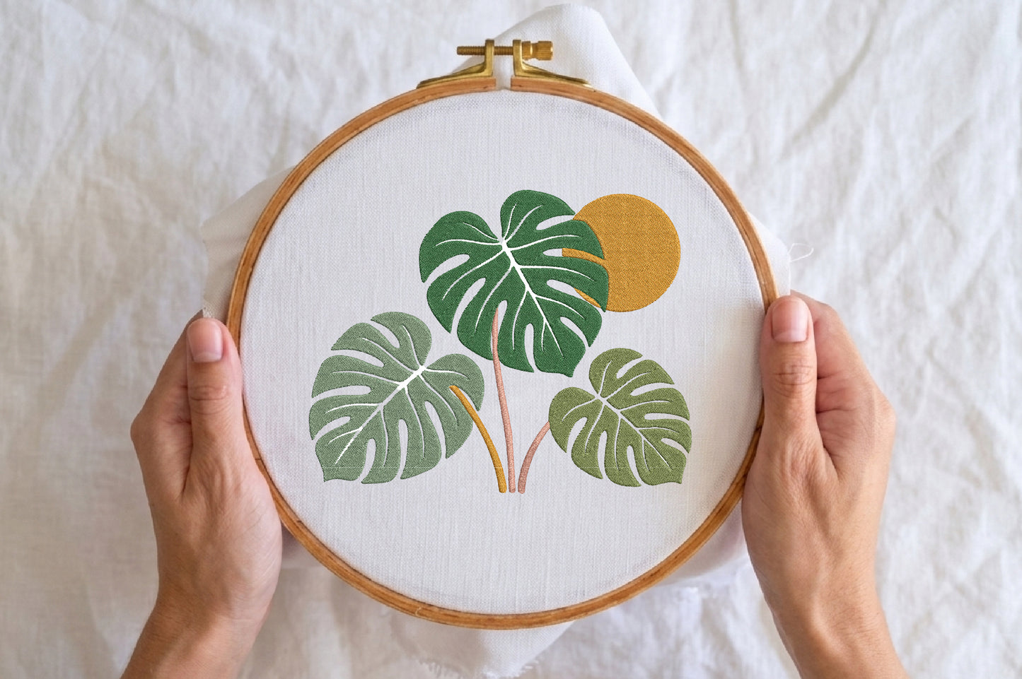 Leaves Embroidery Design – Beautiful Leaf Machine Embroidery Pattern, Elegant Botanical Embroidery Design