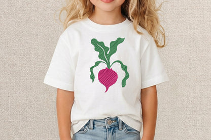 Magenta Beet Embroidery Design – Cute Beetroot Vegetable Machine Embroidery Pattern, Colorful Garden & Food Embroidery Design