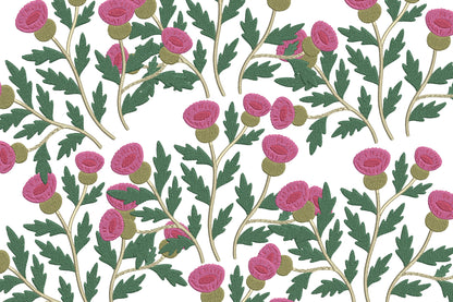 Magenta Flowers Embroidery Design – Beautiful Magenta Floral Machine Embroidery Pattern, Elegant Flower Embroidery Design