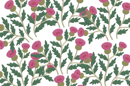 Magenta Flowers Embroidery Design – Beautiful Magenta Floral Machine Embroidery Pattern, Elegant Flower Embroidery Design