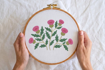 Magenta Flowers Embroidery Design – Beautiful Magenta Floral Machine Embroidery Pattern, Elegant Flower Embroidery Design