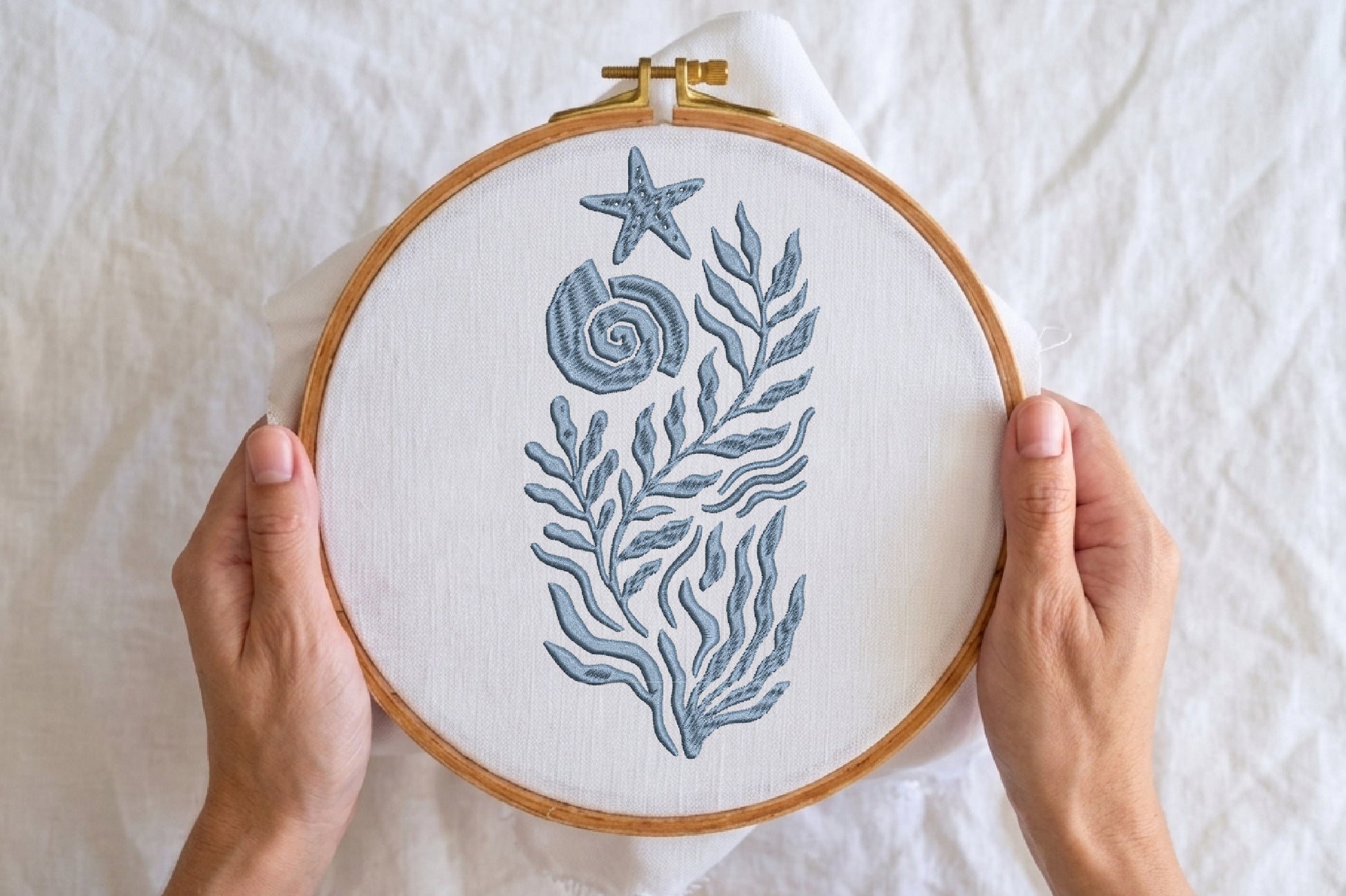 Ocean Motifs Embroidery Design – Beautiful Sea Life Machine Embroidery Pattern, Nautical Ocean Embroidery Design