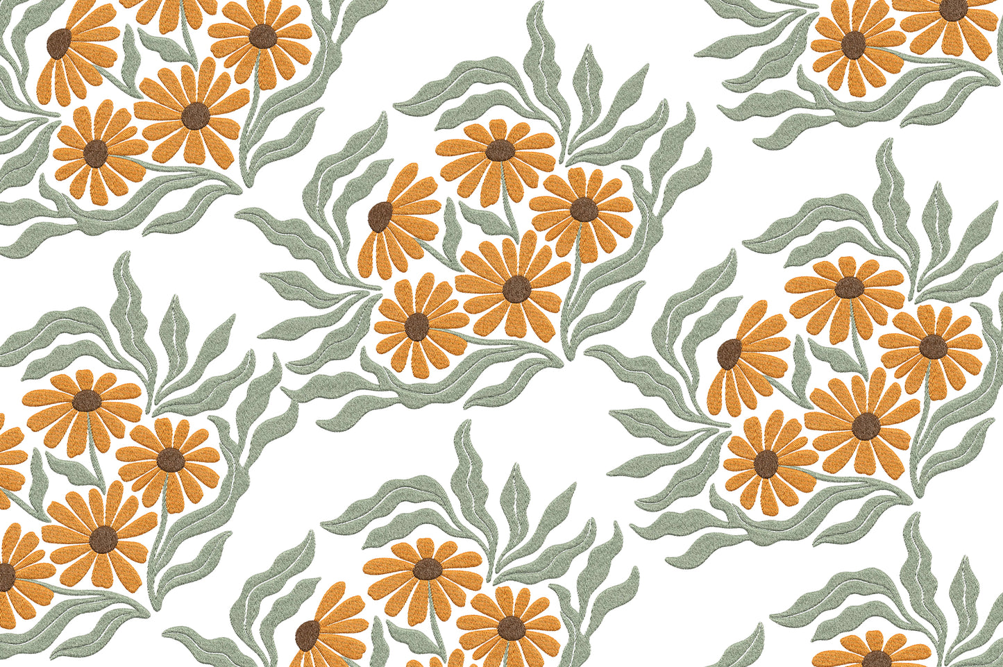 Orange Daisies Embroidery Design – Beautiful Orange Daisy Floral Machine Embroidery Pattern, Elegant Flower Embroidery Design
