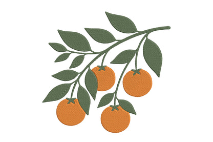 Orange Hanging Flower Embroidery Design – Beautiful Orange Floral Machine Embroidery Pattern, Elegant Hanging Flower Embroidery Design