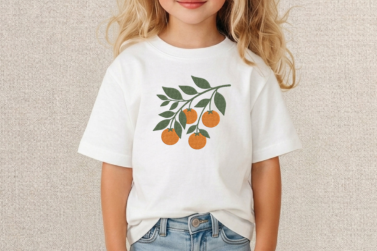 Orange Hanging Flower Embroidery Design – Beautiful Orange Floral Machine Embroidery Pattern, Elegant Hanging Flower Embroidery Design