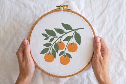 Orange Hanging Flower Embroidery Design – Beautiful Orange Floral Machine Embroidery Pattern, Elegant Hanging Flower Embroidery Design