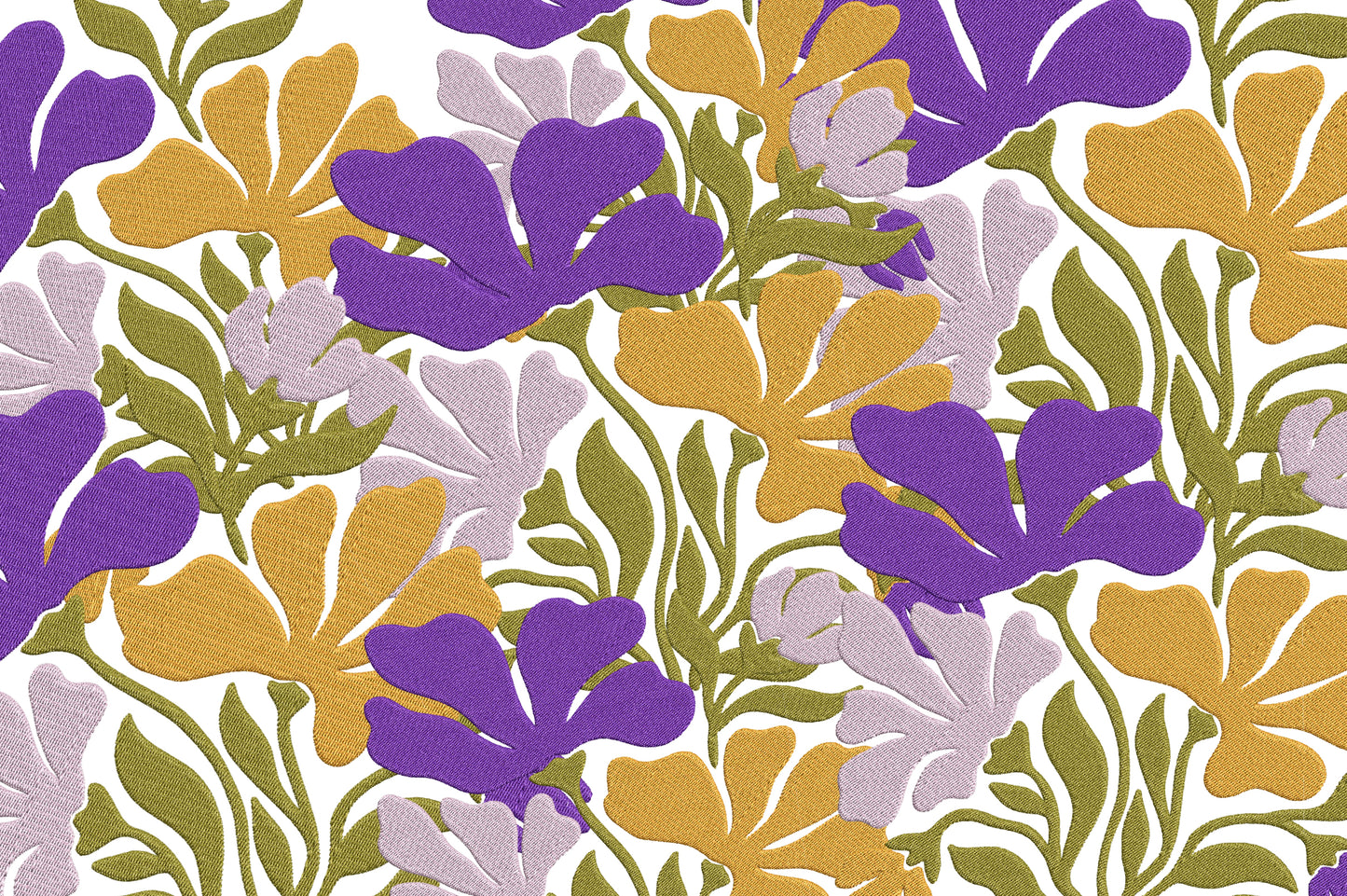 Organic Flower Embroidery Design – Beautiful Organic Floral Machine Embroidery Pattern, Modern Botanical Embroidery Design