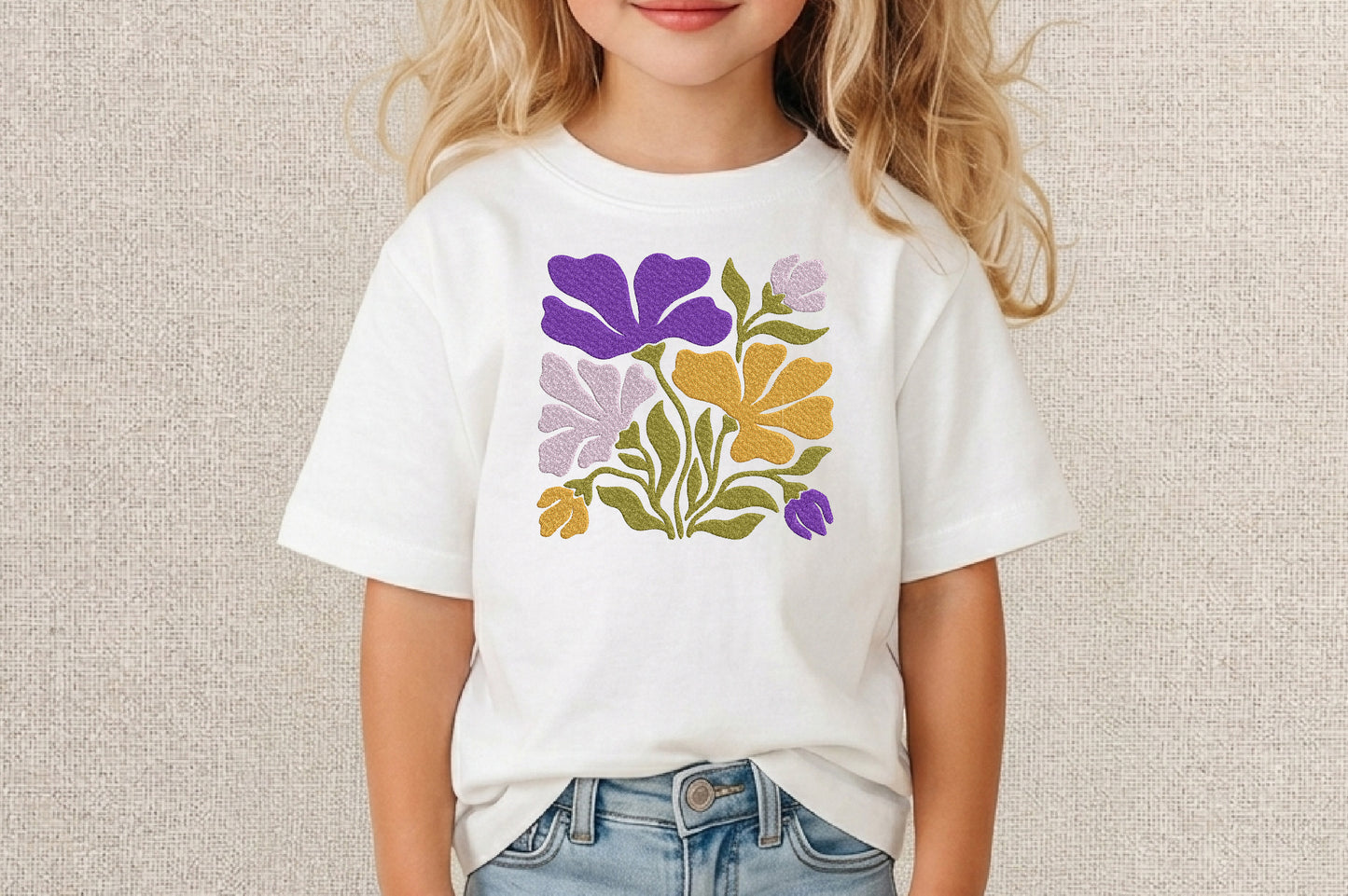 Organic Flower Embroidery Design – Beautiful Organic Floral Machine Embroidery Pattern, Modern Botanical Embroidery Design