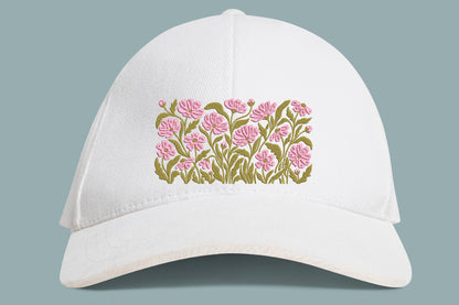 Pink Blossoms Embroidery Design – Beautiful Pink Flower Machine Embroidery Pattern, Elegant Floral Botanical Embroidery Design