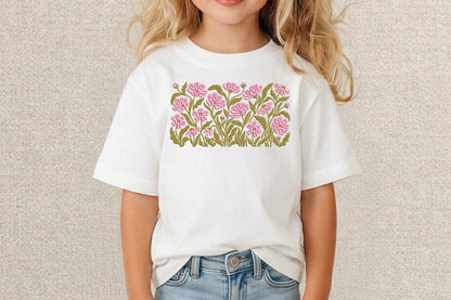 Pink Blossoms Embroidery Design – Beautiful Pink Flower Machine Embroidery Pattern, Elegant Floral Botanical Embroidery Design