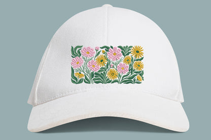 Pink Cosmos Flowers Embroidery Design – Beautiful Pink Cosmos Flower Machine Embroidery Pattern, Elegant Floral Botanical Embroidery Design