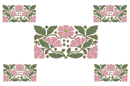 Pink Flowers Embroidery Design – Beautiful Pink Floral Machine Embroidery Pattern, Elegant Flower Embroidery Design