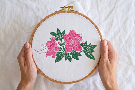 Pink Flowers Embroidery Design – Beautiful Pink Floral Machine Embroidery Pattern, Elegant Flower Embroidery Design