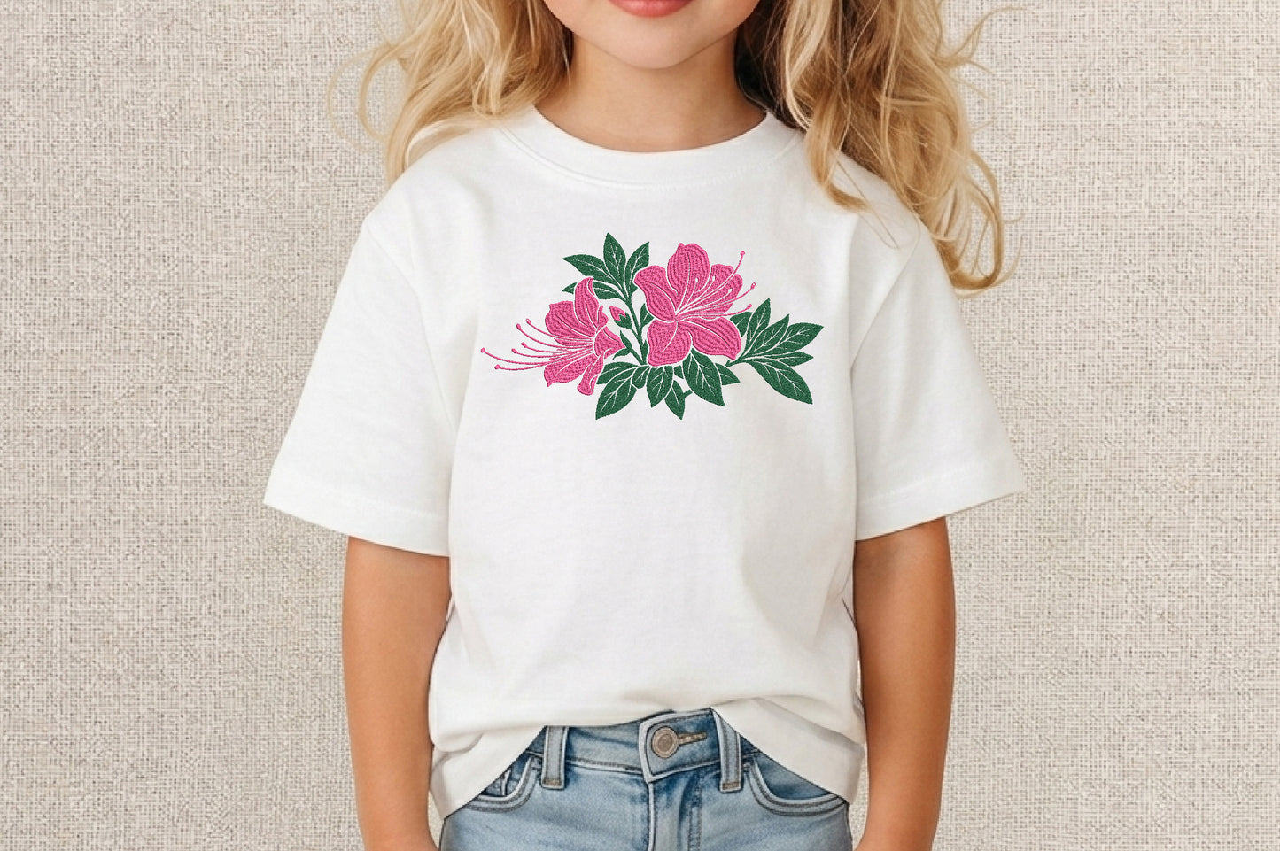 Pink Flowers Embroidery Design – Beautiful Pink Floral Machine Embroidery Pattern, Elegant Flower Embroidery Design