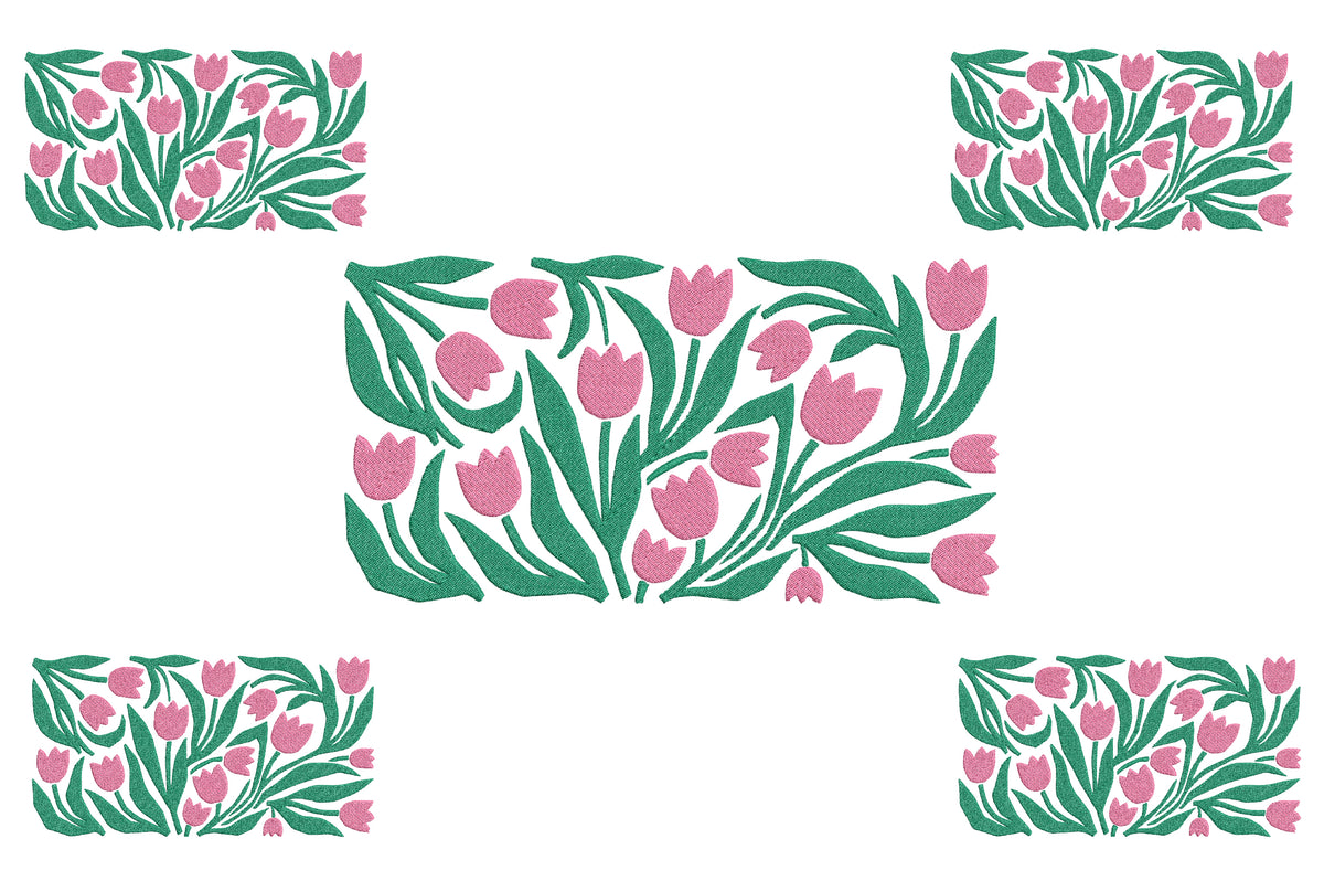 Pink Tulip Embroidery Design – Beautiful Pink Tulip Flower Machine Embroidery Pattern, Elegant Floral Botanical Embroidery Design