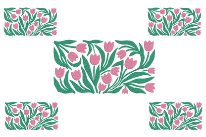 Pink Tulip Embroidery Design – Beautiful Pink Tulip Flower Machine Embroidery Pattern, Elegant Floral Botanical Embroidery Design