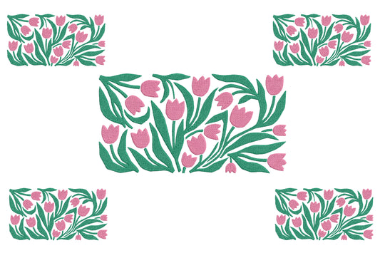 Pink Tulip Embroidery Design – Beautiful Pink Tulip Flower Machine Embroidery Pattern, Elegant Floral Botanical Embroidery Design