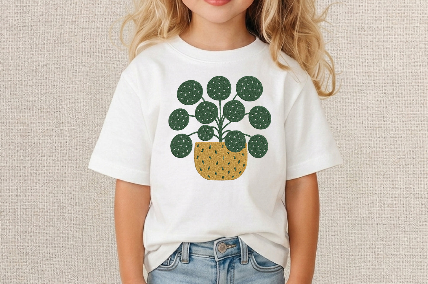 Plant in a Pot Embroidery Design – Cute Potted Plant Machine Embroidery Pattern, Botanical Houseplant Embroidery Design