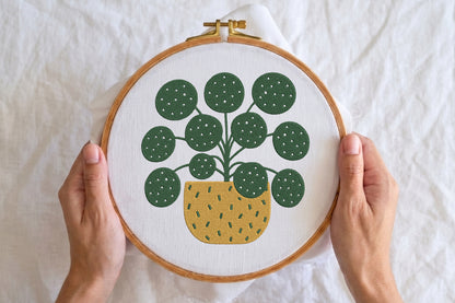 Plant in a Pot Embroidery Design – Cute Potted Plant Machine Embroidery Pattern, Botanical Houseplant Embroidery Design